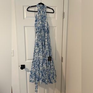 Lulus white and blue floral dress